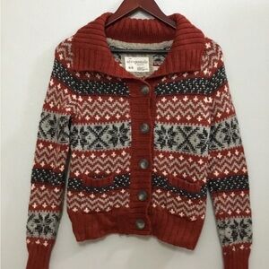 Aeropostale Heavy Warm Button-Down Cardigan Sweater Fair De Isle